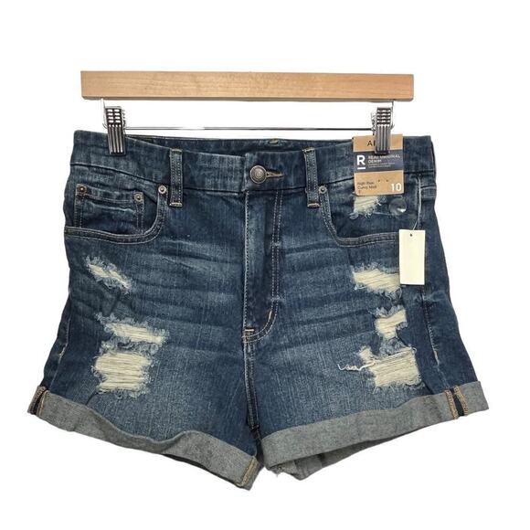 NWTS Aero Women’s High Rise Curvy MIDI Denim Shorts / Size-10 - Picture 1 of 6